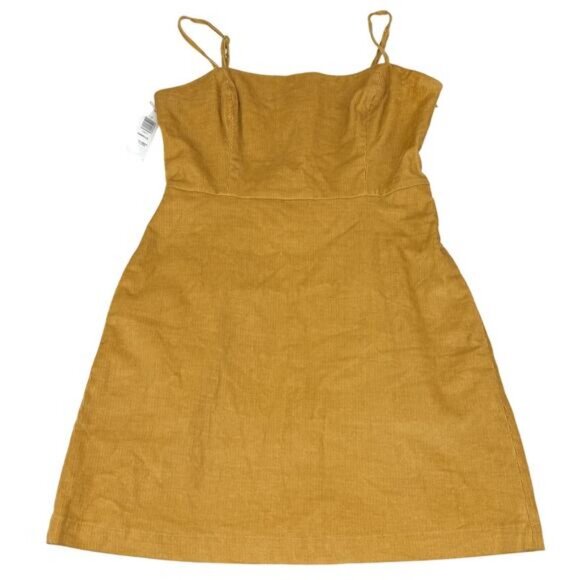 NWT WILFRED Aritzia Isabelle Corduroy Mini Dress Size 4 Golden Amber - Picture 2 of 6